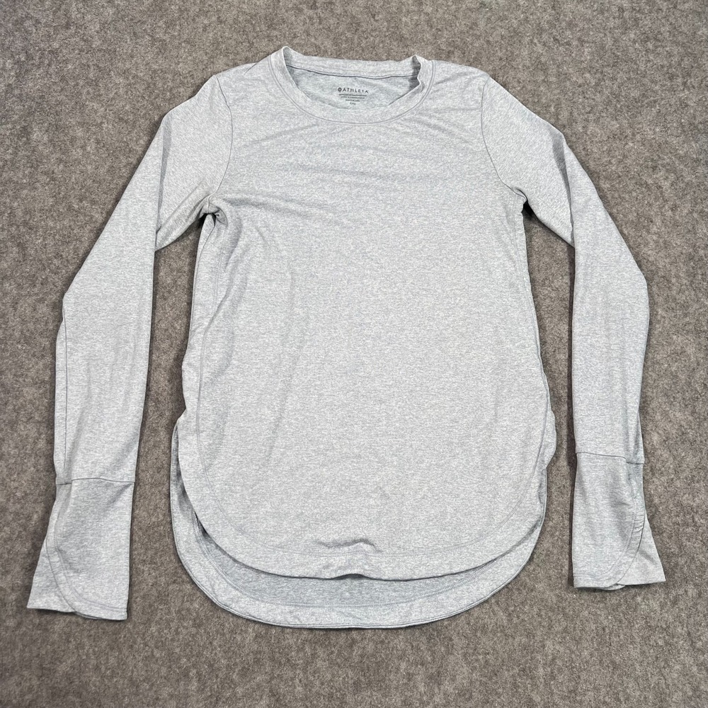 Athleta Heather Gray Long Sleeve Activewear Uptempo Top Women's Size XXS